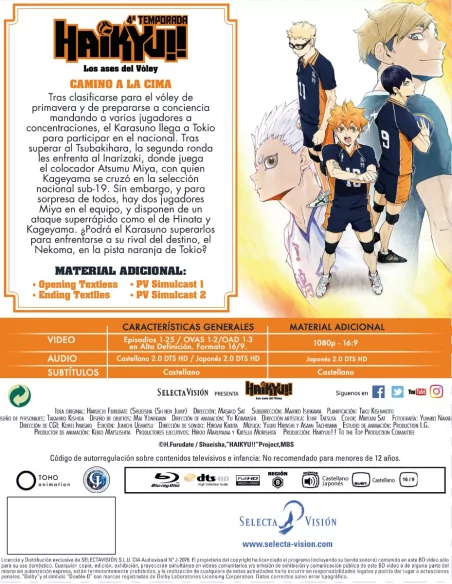 Haikyu!! Temporada 1 A 4 Blu-ray