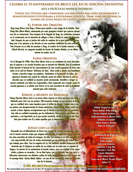 Bruce Lee - Edición Integral 70º Aniversario Dvd (4 Dvd)