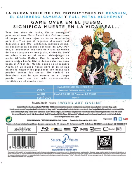 Sword Art Online - Primera Temporada (parte 2) - 11 Episodios - 2 Blu-ray