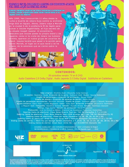 Jojo´s Bizarre Adventure Diamond´s Unbreakable Temporada 3 Dvd