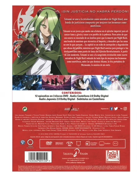 Akame Ga Kill Episodios 1 A 12 Dvd