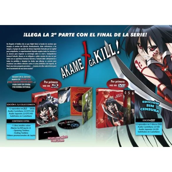 Akame Ga Kill Episodios 13 A 24. Dvd