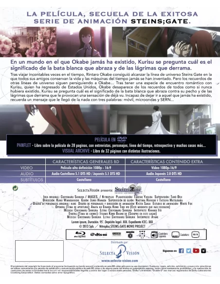 Steins Gate: The Movie - Load Region Of DÉjÀ Vu Bluray Edición Coleccionistas