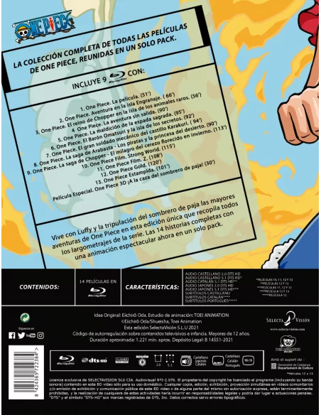 One Piece Las PelÍculas, ColecciÓn Completa Blu-ray