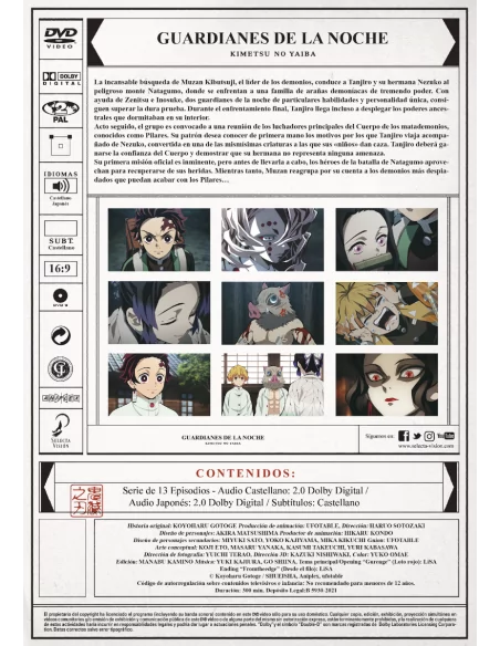 Guardianes De La Noche: Kimetsu No Yaiba T1p2 Episodios 14 A 26 Dvd