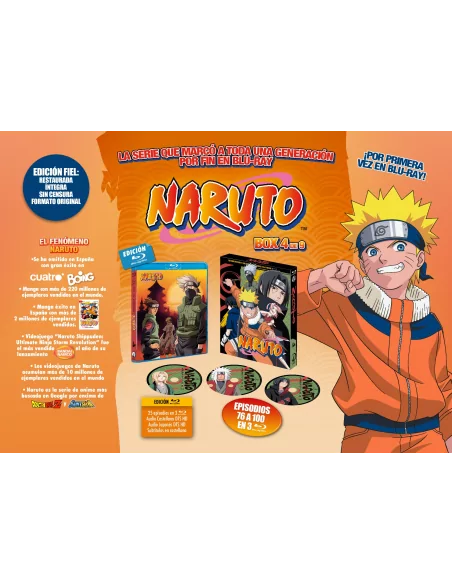 Naruto Box 4 Bluray - Episodios 76 Al 100